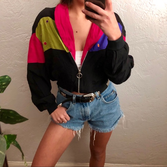 SOLD // VTG colorblock cropped long sleeve - Picture 2 of 5